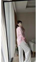 Weno BEYAZ-PEMBE ÇİZGİLİ Gömlek