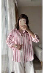 Weno BEYAZ-PEMBE ÇİZGİLİ Gömlek