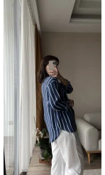 Weno LACİVERT-BEYAZ ÇİZGİLİ Gömlek