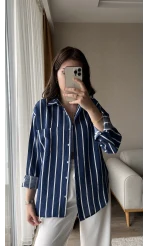 Weno LACİVERT-BEYAZ ÇİZGİLİ Gömlek