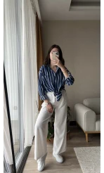 Weno LACİVERT-BEYAZ ÇİZGİLİ Gömlek