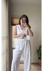 Westmins Yelek Pantolon Takım Beyaz (Kod: 8554)