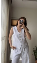 Westmins Yelek Pantolon Takım Beyaz (Kod: 8554)