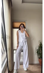 Westmins Yelek Pantolon Takım Beyaz (Kod: 8554)