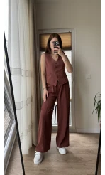 Westmins Yelek Pantolon Takım Kiremit (Kod: 8554)