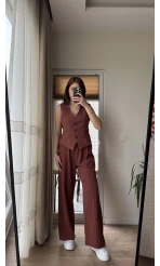 Westmins Yelek Pantolon Takım Kiremit (Kod: 8554)