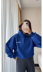 Wrst Lacivert Kapüşonlu Polarlı Sweatshirt