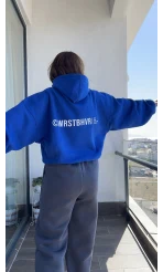 Wrst Lacivert Kapüşonlu Polarlı Sweatshirt