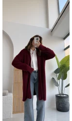 Yaka Detaylı Yumoş Hırka - Bordo - KOD:25026