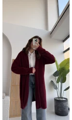 Yaka Detaylı Yumoş Hırka - Bordo - KOD:25026