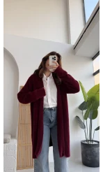 Yaka Detaylı Yumoş Hırka - Bordo - KOD:25026