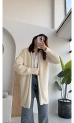 Yaka Detaylı Yumoş Hırka - Ekru - KOD:25026