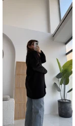 Yaka Detaylı Yumoş Hırka - Siyah - KOD:25026