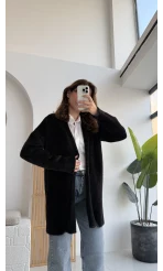 Yaka Detaylı Yumoş Hırka - Siyah - KOD:25026