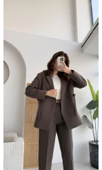 Yandan Bağlamalı Ceket - Kahverengi - KOD: 9591