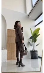 Yandan Bağlamalı Ceket - Kahverengi - KOD: 9591