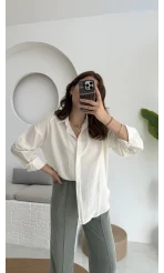 Yandan Triko Detay Pileli Gömlek