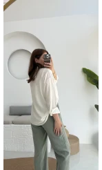 Yandan Triko Detay Pileli Gömlek