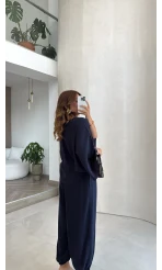 Yarasa Kol Bluz Şalvar Pantolon Takım - Lacivert - Kod: 3630 4183