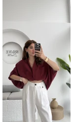 Yarasa Kol Gömlek Bordo - 2115