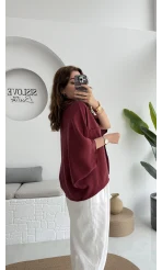 Yarasa Kol Gömlek Bordo - 2115