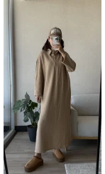 Yase Camel Uzun Elbise