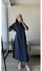 Yase Lacivert Uzun Elbise
