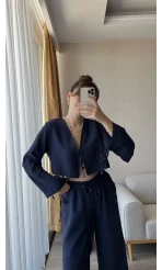 Yazlık Modal Karışımlı Lacivert Takım
