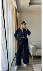 Yazlık Modal Karışımlı Lacivert Takım