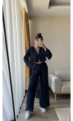 Yazlık Modal Karışımlı Lacivert Takım