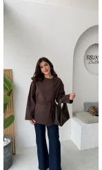 Yazzy Kemerli Kısa Trenç - Acı Kahve - Kod: 7672