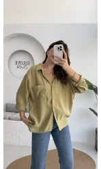 Yeşil Tonları Oversize Tensel Gömlek Kod: 4612