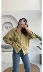 Yeşil Tonları Oversize Tensel Gömlek Kod: 4612