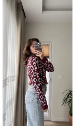 Yumoş Leopar Kazak Bordo