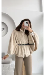 Yumoş Panço Kemerli Düğmeli Dik Yaka