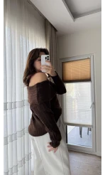 Yves Kayık Yaka Kazak Acı Kahve