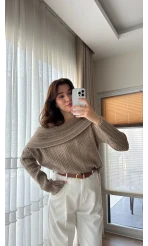 Yves Kayık Yaka Kazak Vizon