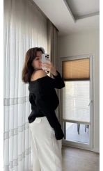 Yves Kayık Yaka Kazak Siyah