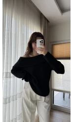 Yves Kayık Yaka Kazak Siyah