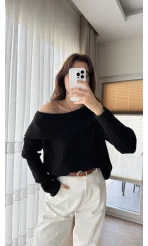 Yves Kayık Yaka Kazak Siyah