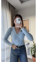 Zra Model Sakallı Yumoş Hırka Mavi