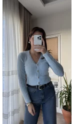 Zra Model Sakallı Yumoş Hırka Mavi