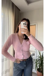 Zra Model Sakallı Yumoş Hırka Pembe