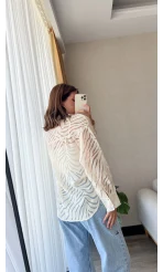 Zehra Transparan Krem Gömlek&Bluz