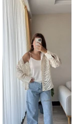 Zehra Transparan Krem Gömlek&Bluz