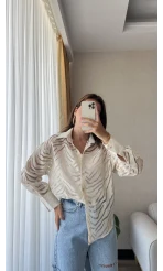 Zehra Transparan Krem Gömlek&Bluz