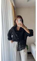 Zehra Transparan Siyah Gömlek&Bluz