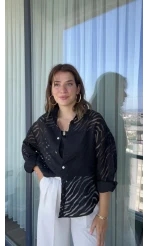 Zehra Transparan Siyah Gömlek&Bluz