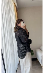 Zehra Transparan Siyah Gömlek&Bluz