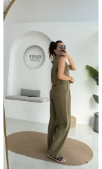 Zenya Yelek - İpli Pantolon Takım - Haki